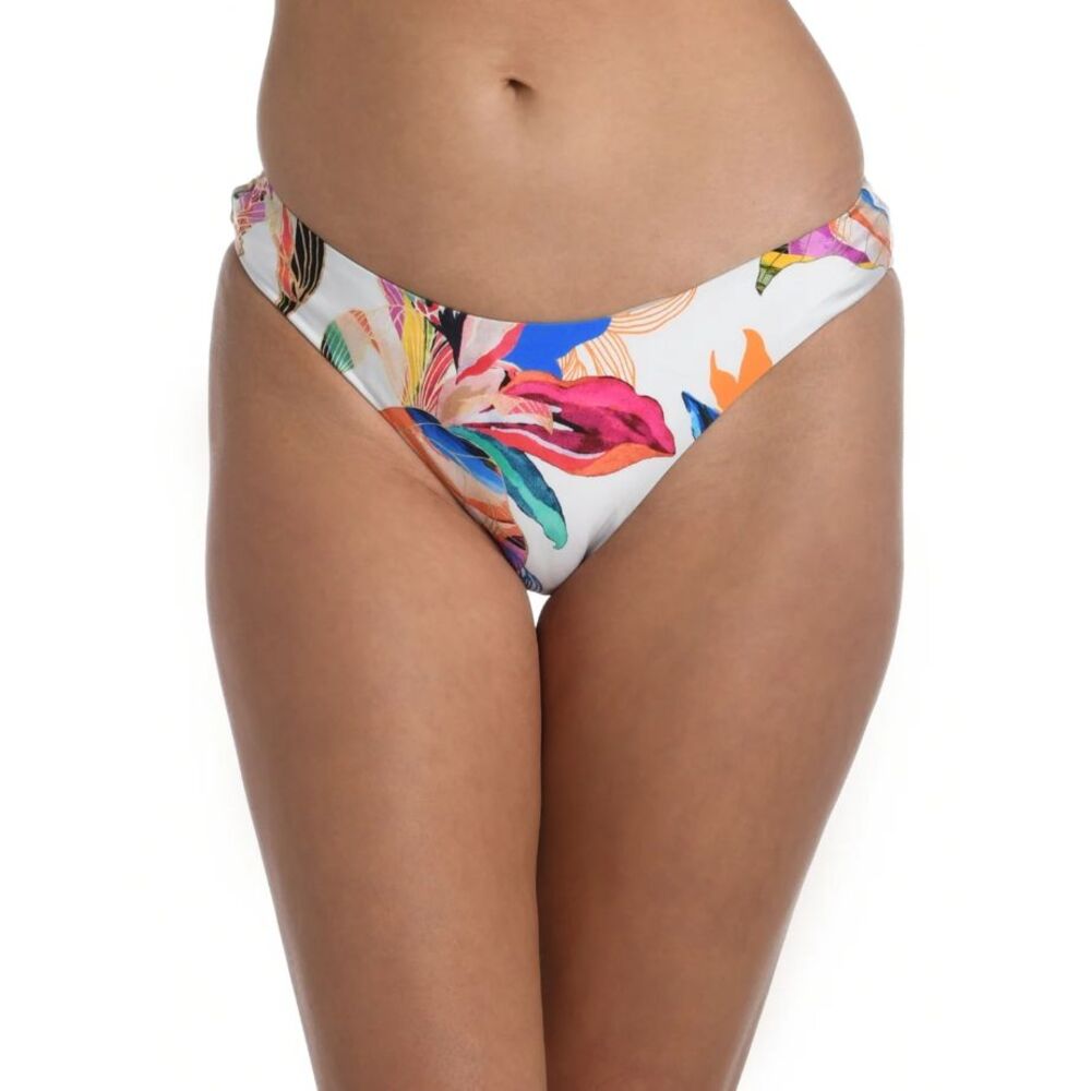 La Blanca Paradise City Scoop Bikini Bottom Size 10 Tropical Floral Beach Resort
